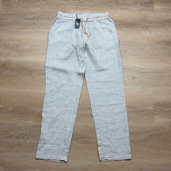 NWT Polonio Tailored Linen Pant Men's XL Color Cream - Picture 1 of 6